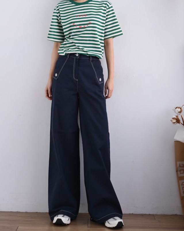 韓 三角口袋小釦長褲 2色 size