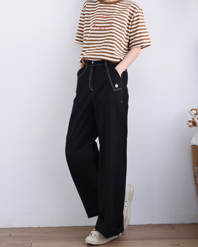 韓 三角口袋小釦長褲 2色 size