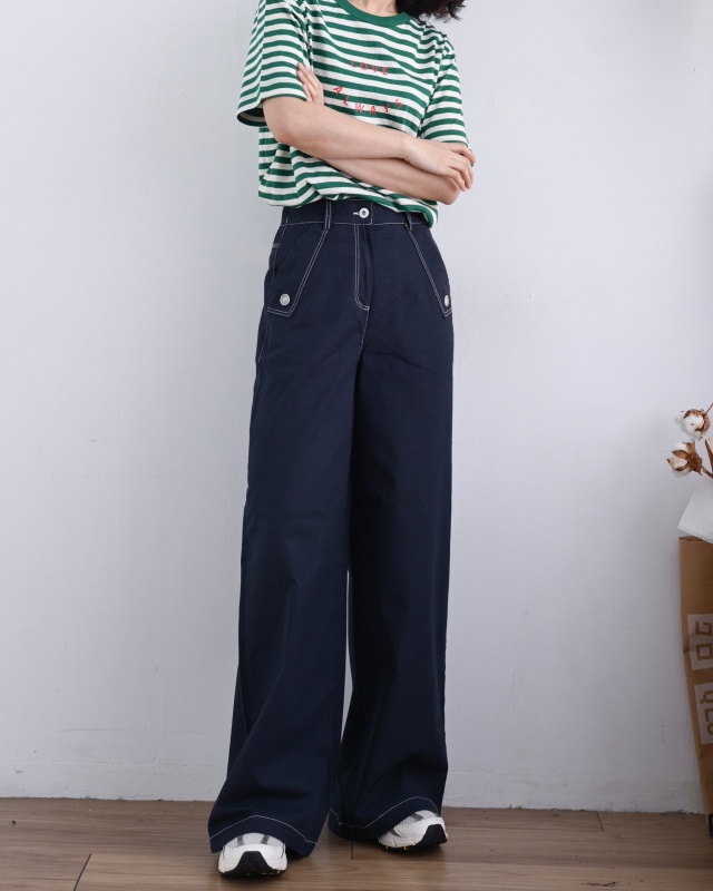 韓 三角口袋小釦長褲 2色 size