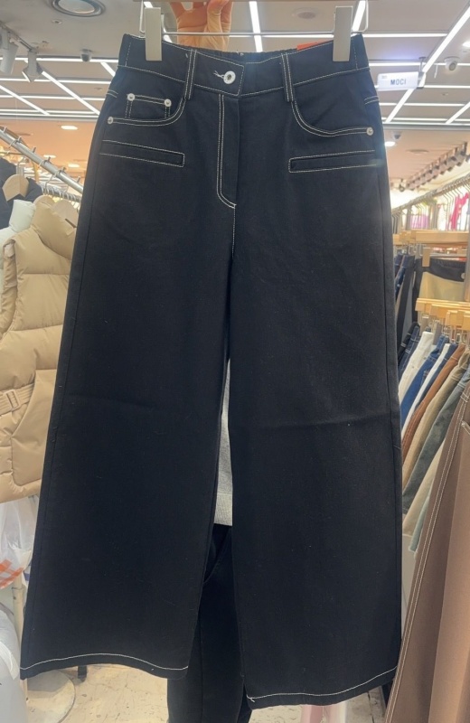 韓 一字假口袋寬褲 3色 size