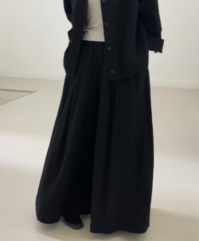 韓 素色腰鬆緊大寬褲 3色 size