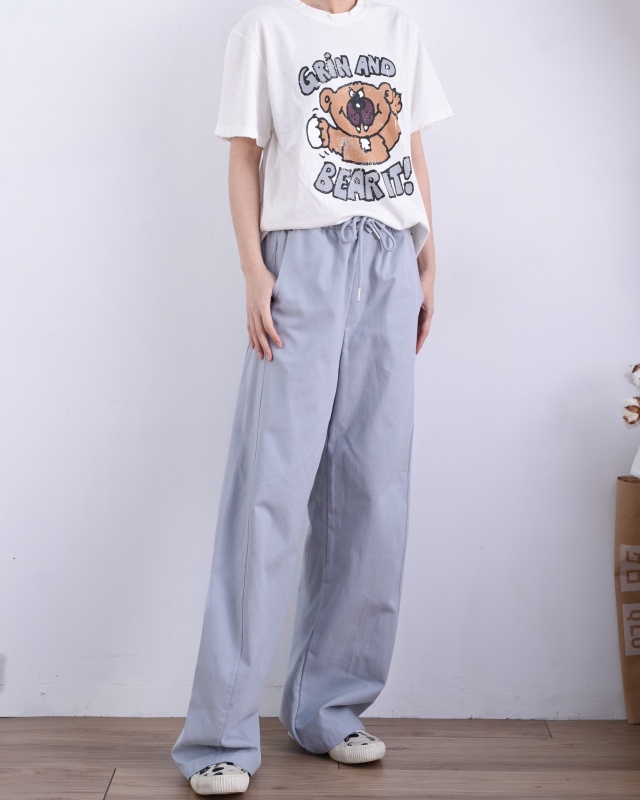 韓 小弧度綁帶寬褲 2色 size