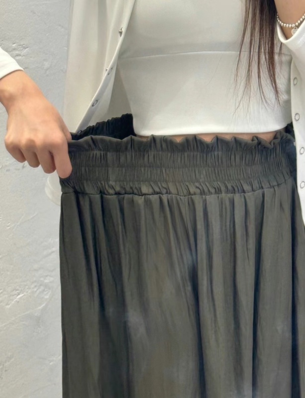 韓 腰鬆緊小壓摺大寬褲 3色 size