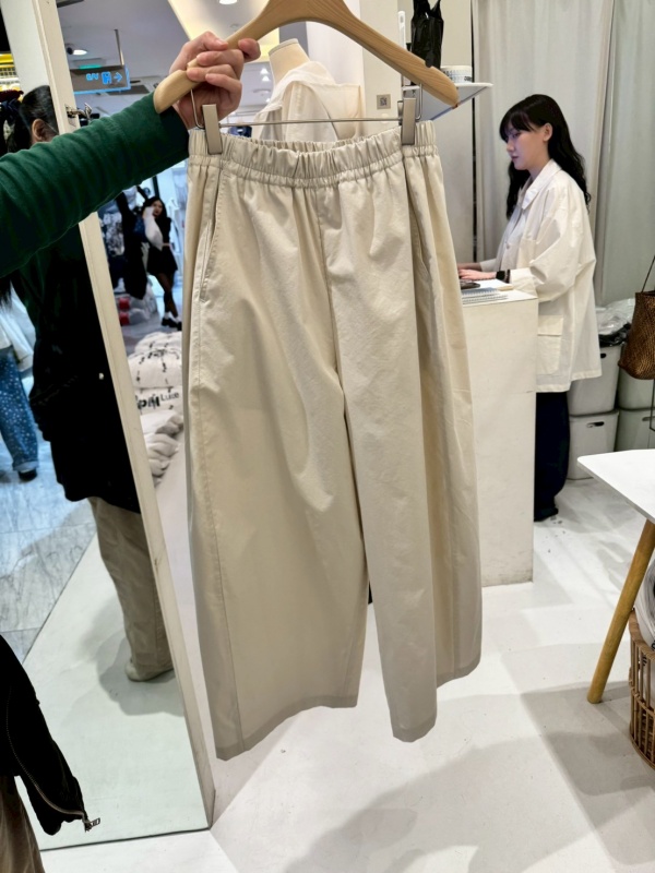 韓 腰鬆緊素色大寬褲 2色 size