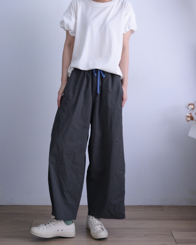 韓 配色綁帶小寬褲 3色 size