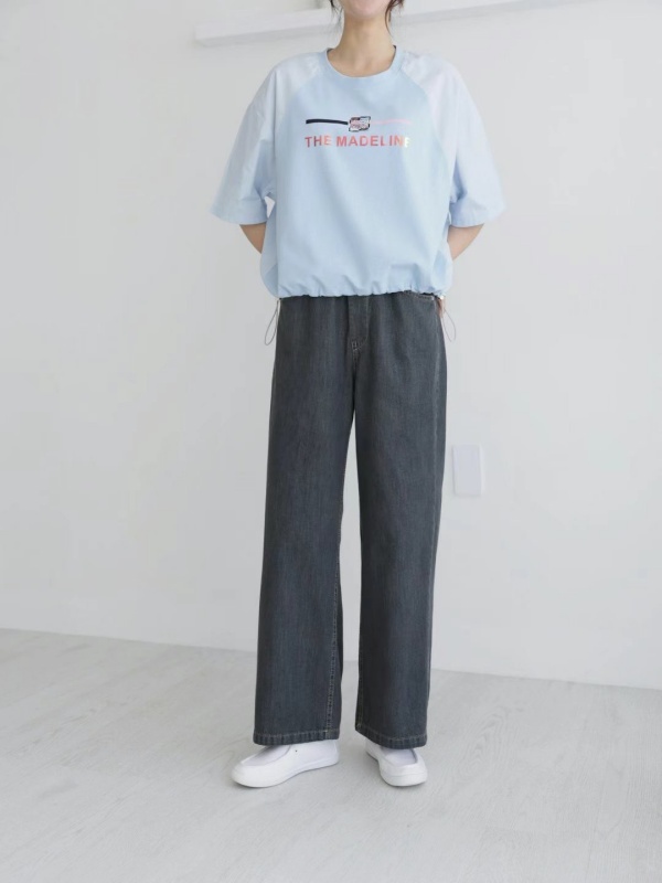 韓 腰綁帶小口袋小寬褲 2色