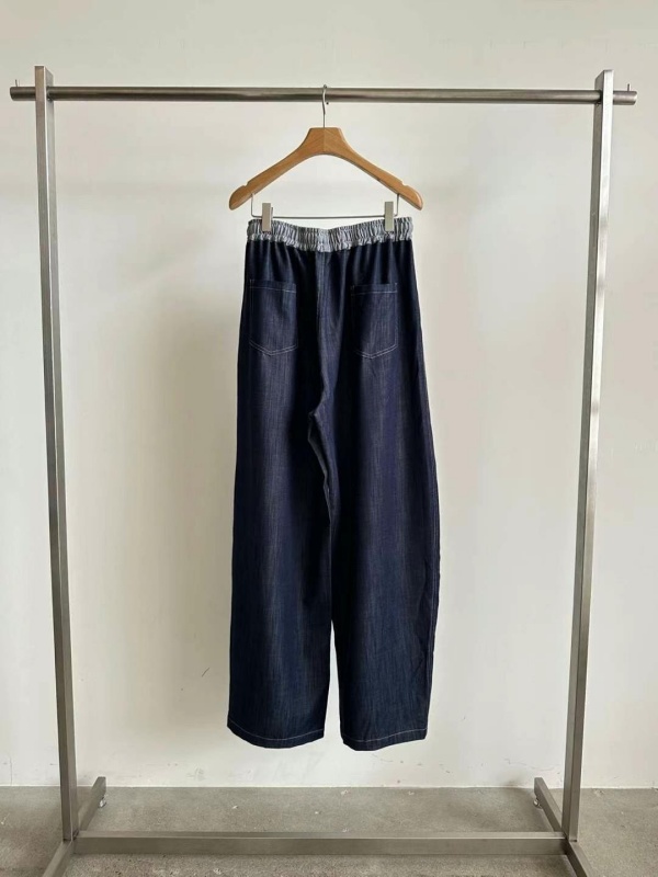 韓 腰頭配色斜車線寬褲 2色 size