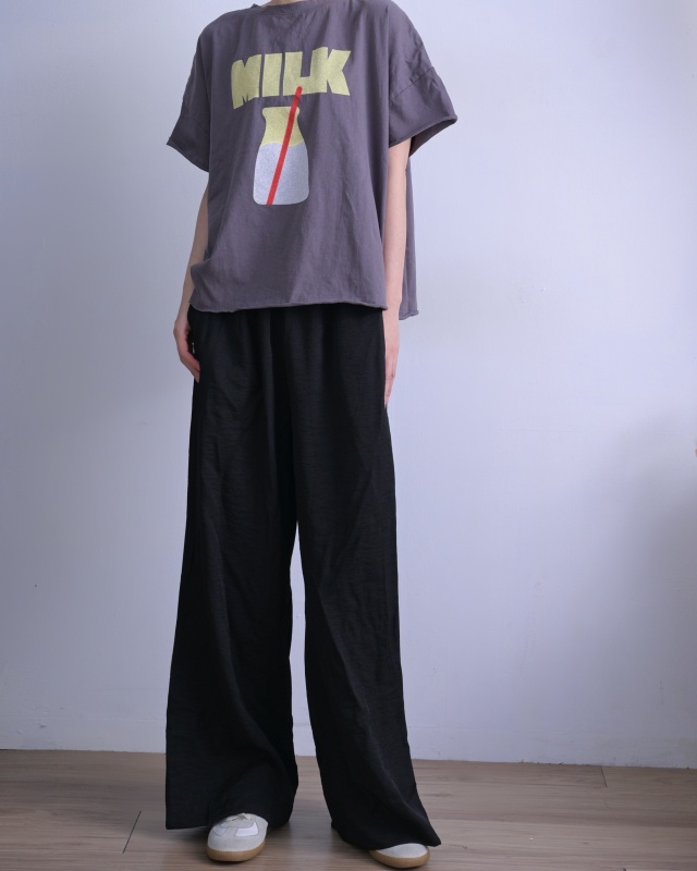 韓 腰鬆緊素色寬褲 3色  size