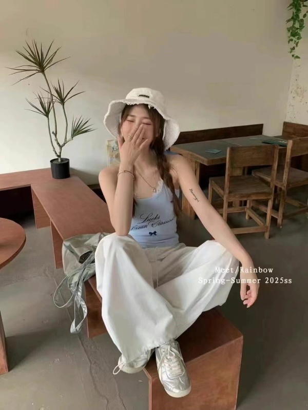 韓 腰荷葉邊寬褲 2色 size