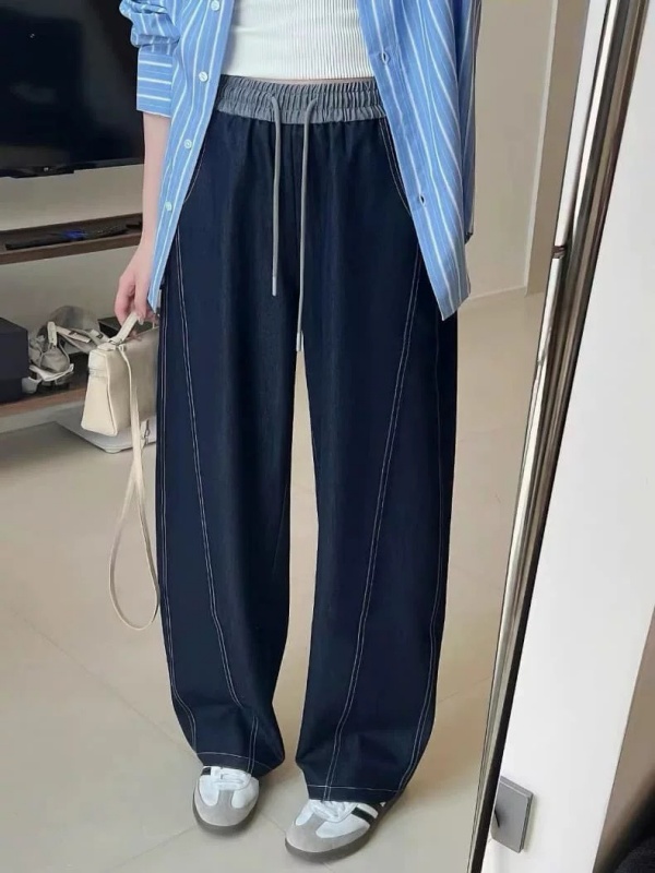 韓 前車線綁帶寬褲 size