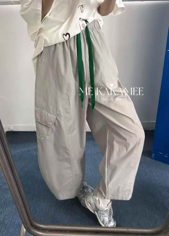 韓 配色綁帶寬褲 4色 size