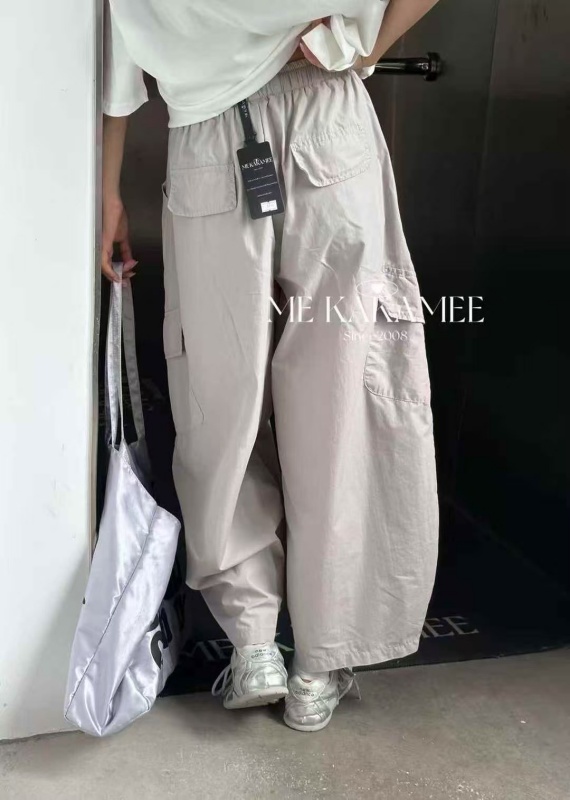 韓 配色綁帶寬褲 4色 size