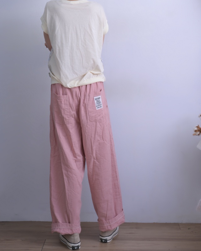 韓 紗棉布綁帶小寬褲 3色 size