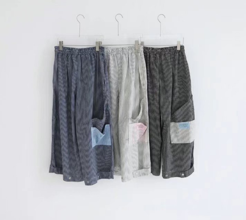 韓 低口袋褲管小釦寬褲 3色 size