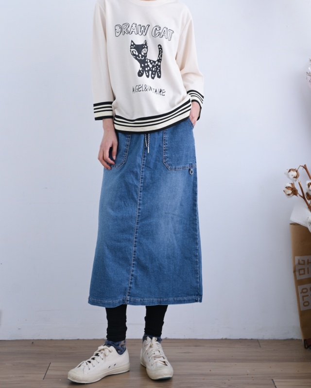 韓 小環綁帶牛仔裙 size