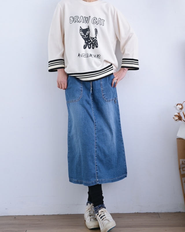 韓 小環綁帶牛仔裙 size