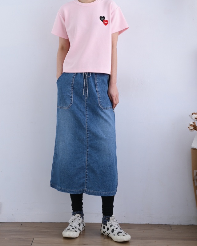 韓 小環綁帶牛仔裙 size