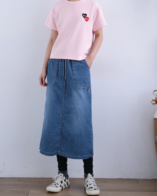 韓 小環綁帶牛仔裙 size