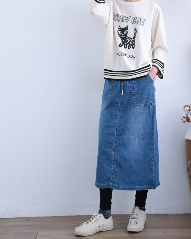 韓 小環綁帶牛仔裙 size