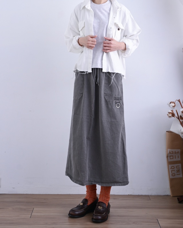 韓 小環棉質綁帶長裙 3色 size