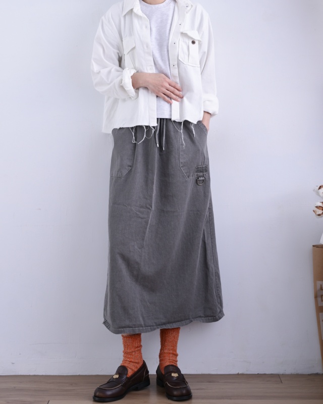 韓 小環棉質綁帶長裙 3色 size