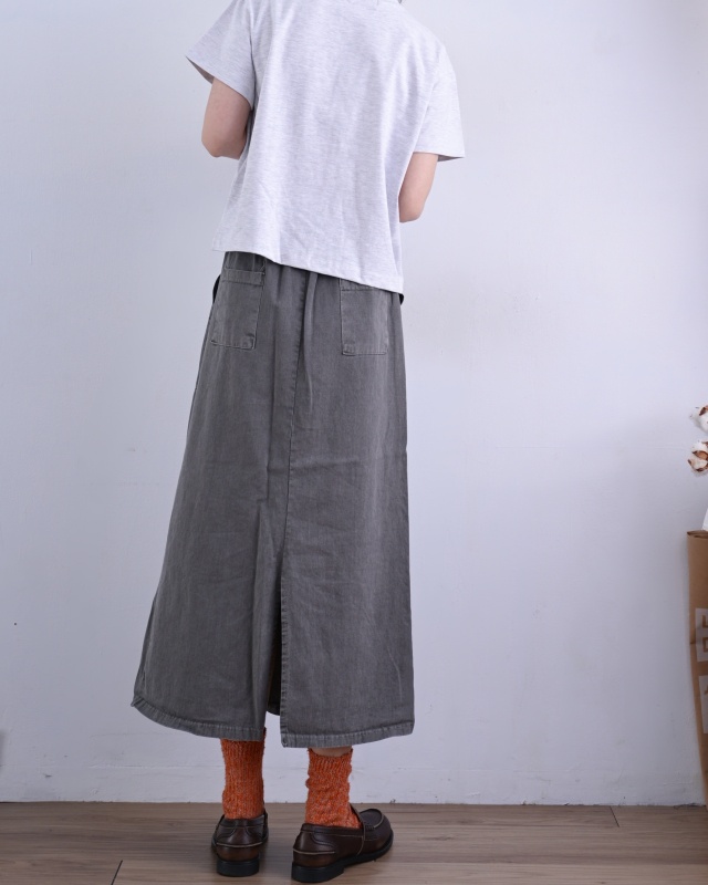 韓 小環棉質綁帶長裙 3色 size
