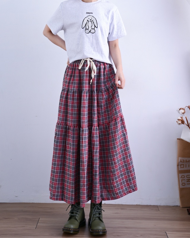 韓小 格文蛋糕長裙 2色 size