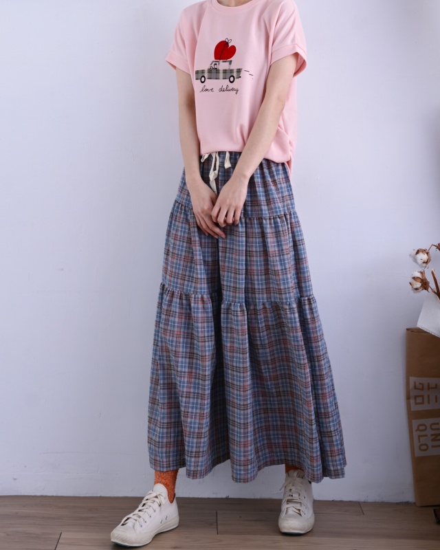 韓小 格文蛋糕長裙 2色 size