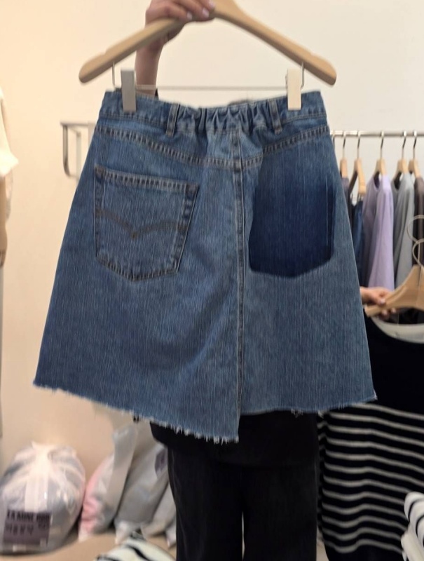 韓 不規則牛仔短裙 2色 size