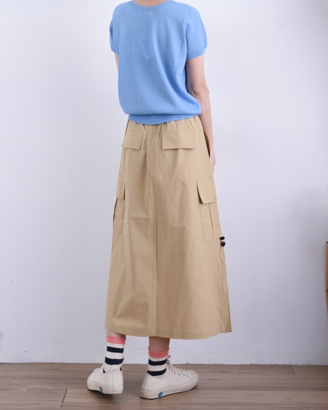 韓 側開岔口袋長裙 3色 size