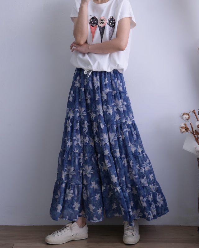 韓 白花花長裙 size