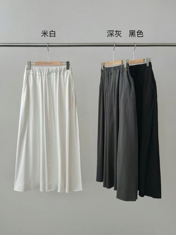 韓 素色腰鬆緊長裙 3色