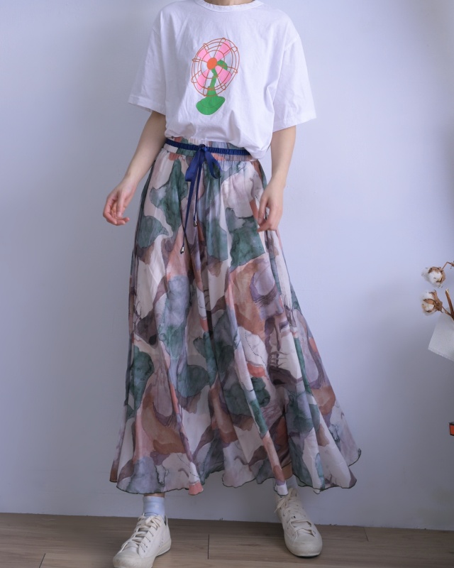 韓 輕薄色塊長裙 2色 size