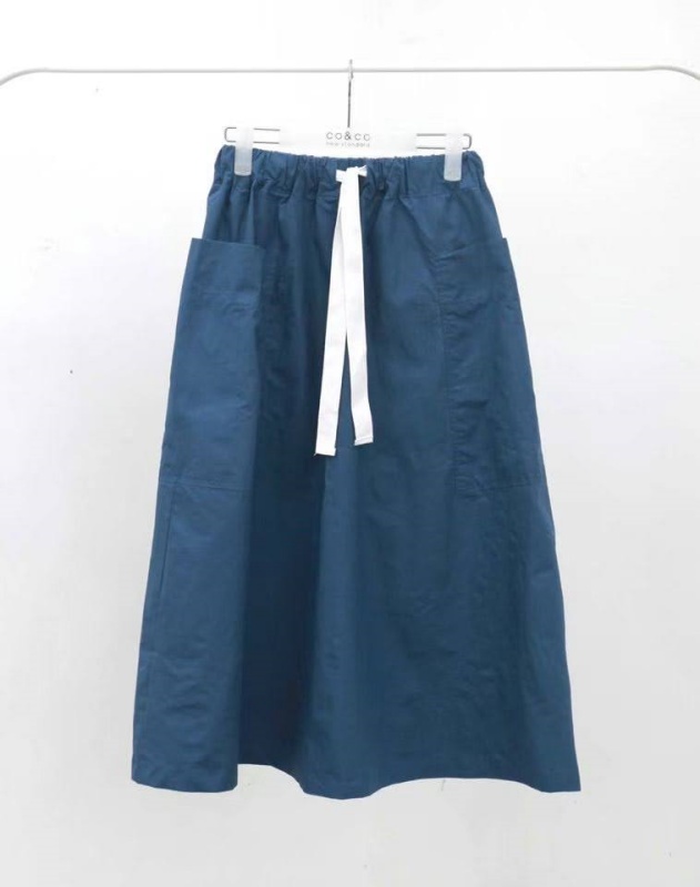 韓 白綁帶大口袋長裙 2色 size
