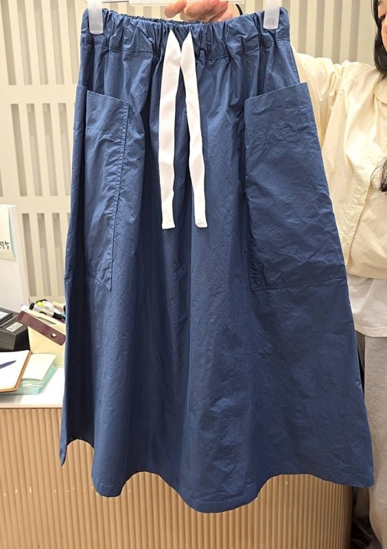 韓 白綁帶大口袋長裙 2色 size