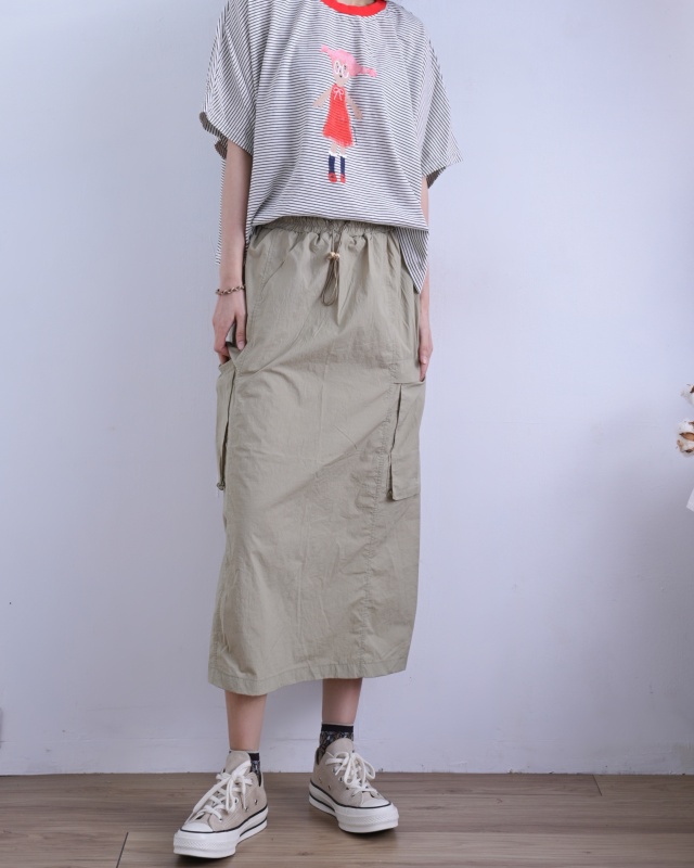 韓 腰綁帶側口袋裙 3色 size