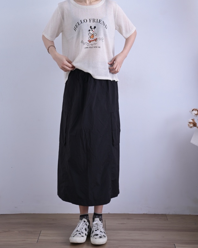 韓 腰綁帶側口袋裙 3色 size