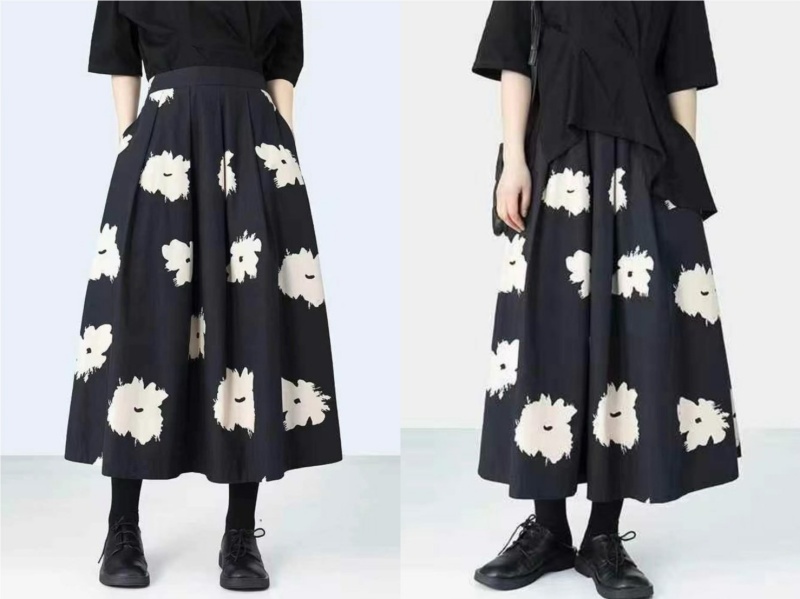 韓 不規則花花長裙 size
