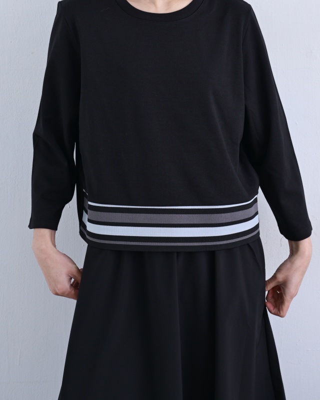 韓 粗條假兩件式長洋 2色 size