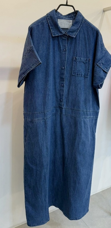 韓 有領牛仔長洋 size