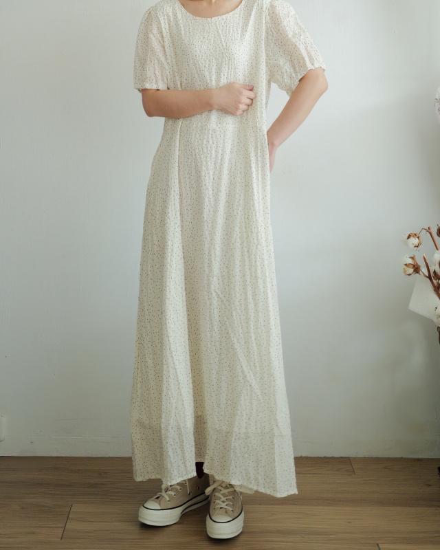 韓 迷你細點點綁帶長洋 2色 size