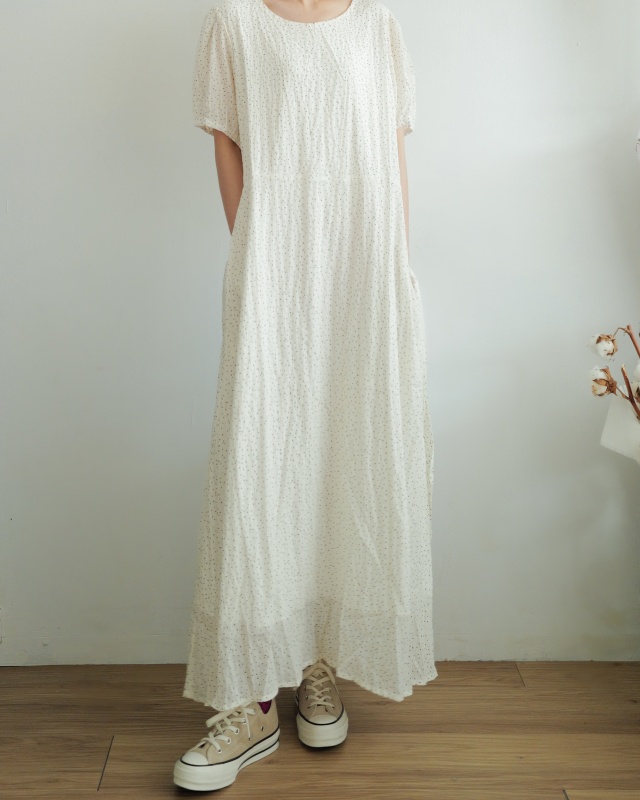 韓 迷你細點點綁帶長洋 2色 size