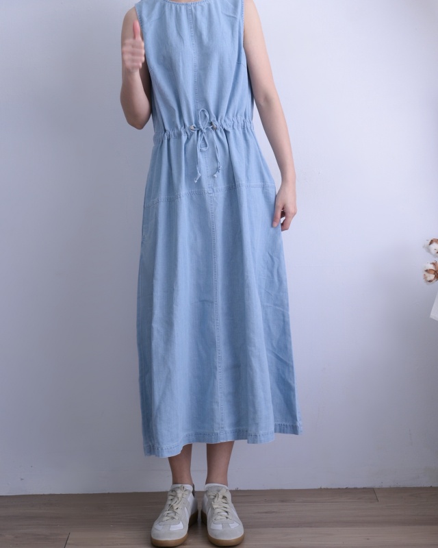韓 牛仔無袖長洋 size