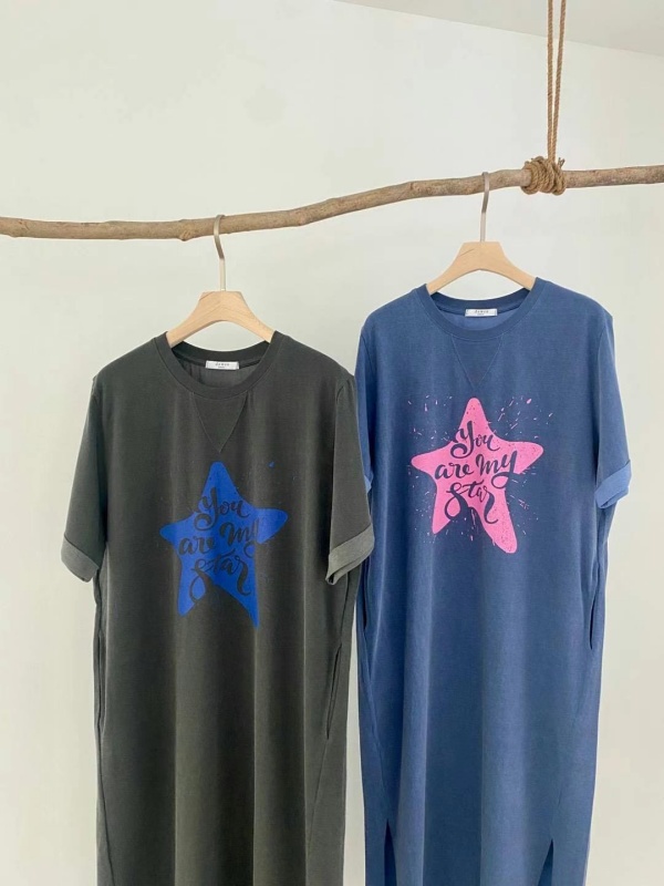 韓 側開岔星星長洋 2色 size