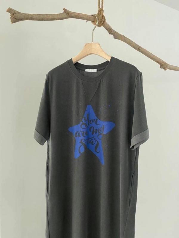 韓 側開岔星星長洋 2色 size