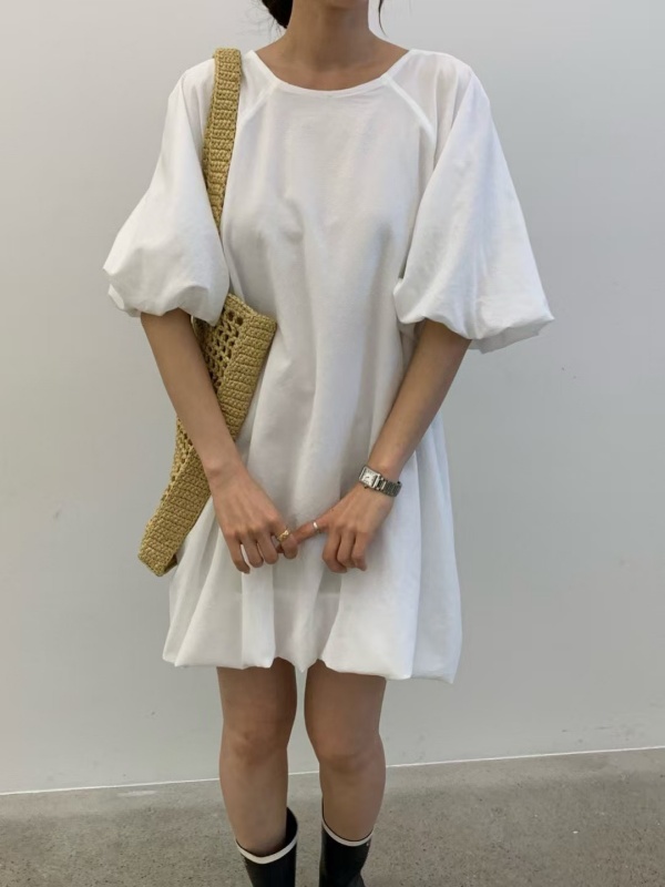 韓 素色澎袖短洋 6色