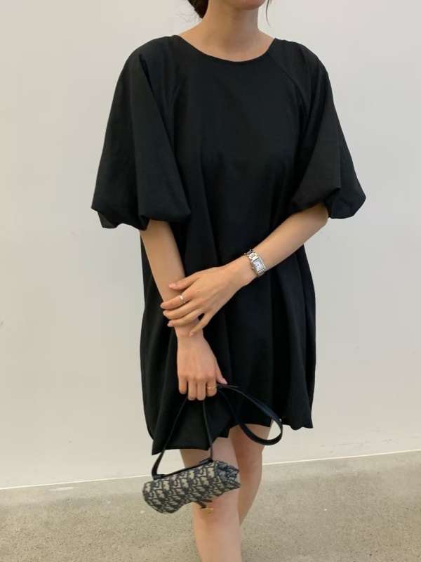 韓 素色澎袖短洋 6色