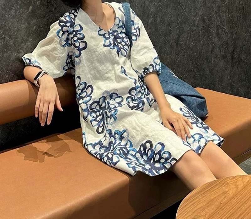 韓 藍花花短洋