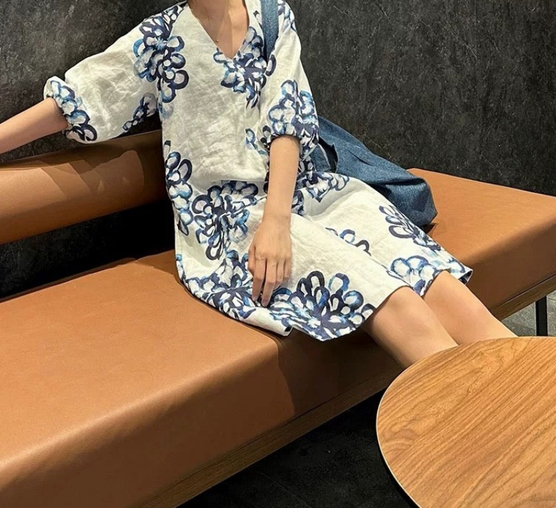 韓 藍花花短洋