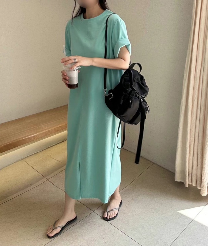 韓 圓領素色長洋 4色
